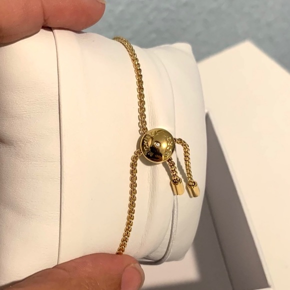NWT authentic MK gold pave logo slider bracelet - Picture 6 of 6